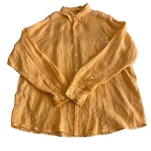 Vineyard Vines Linen Shirt Men's XXL Classic Fit Slim Tucker Shirt Melon Orange